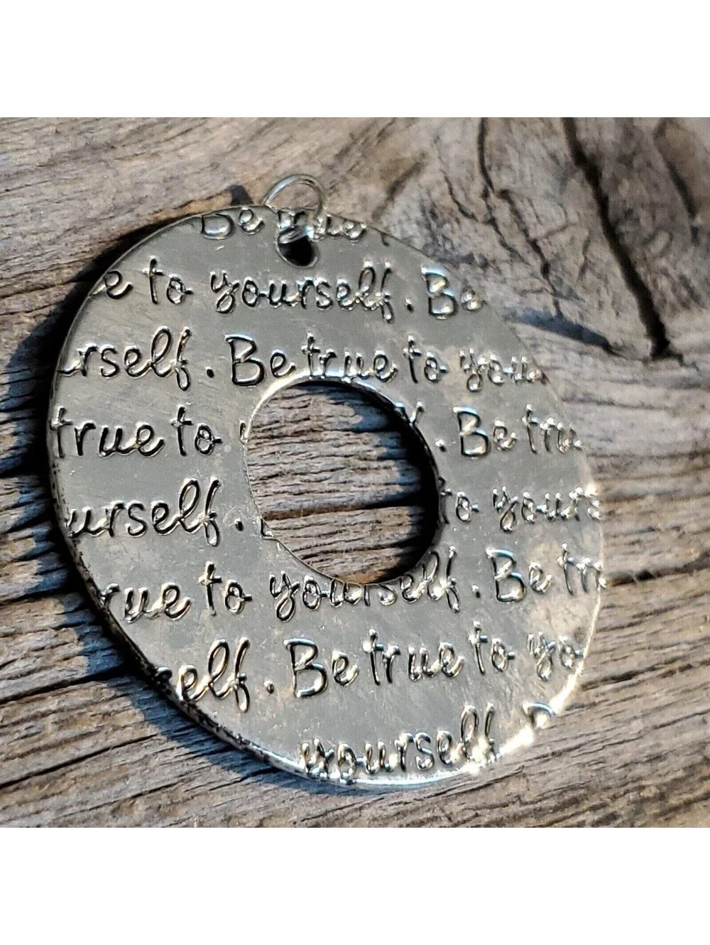 Be True To Yourself Positive Affirmation Silver Pewter Pendant